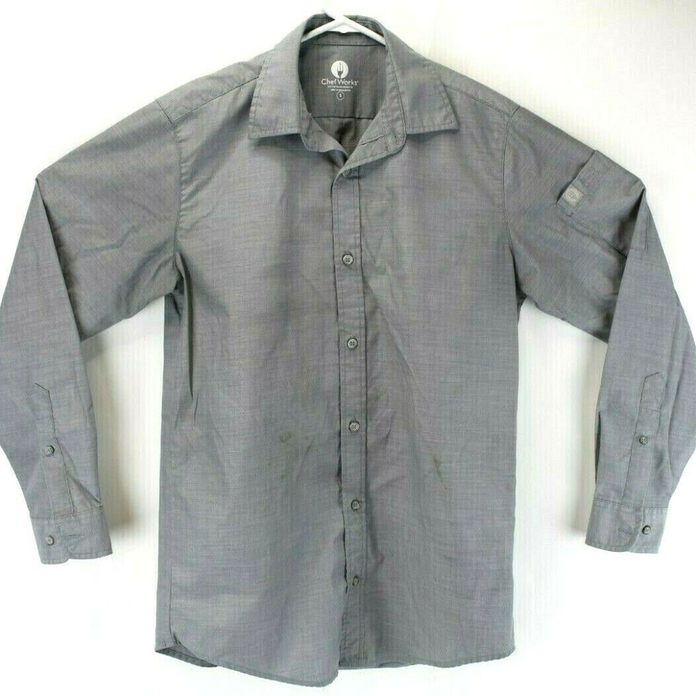 Chef Works Mens Long Sleeve Uniform Shirt Sz S